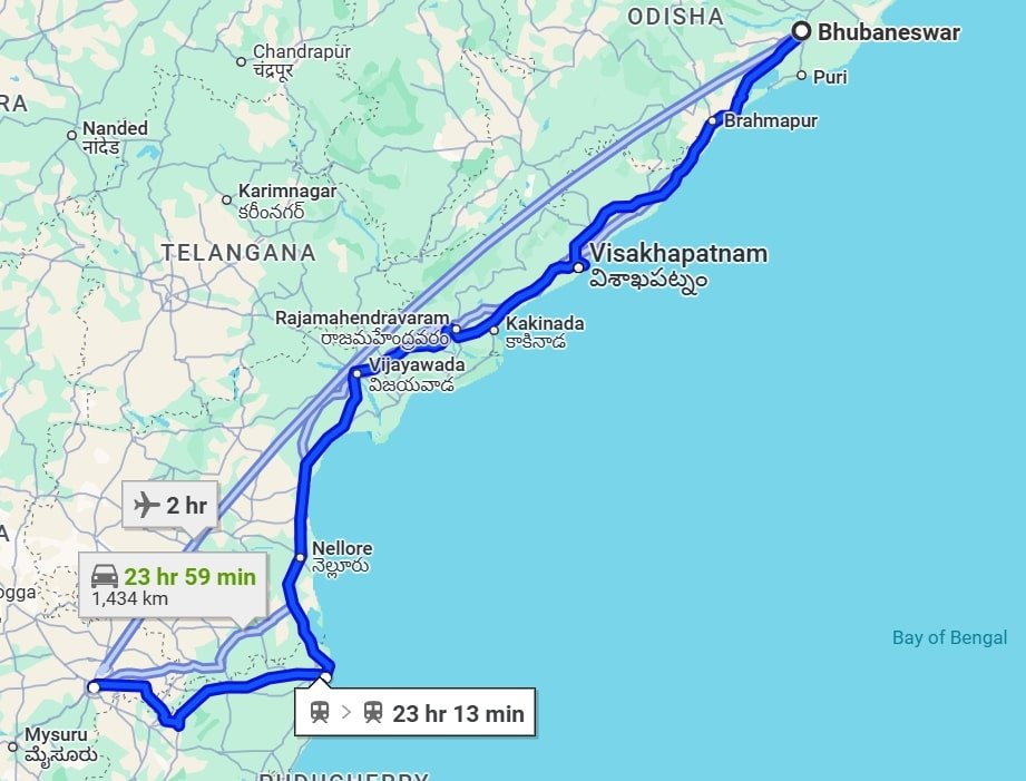 Bhubaneswar to Bangalore pet travel