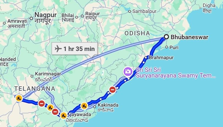 Bhubaneswar to Hyderabad pet travel