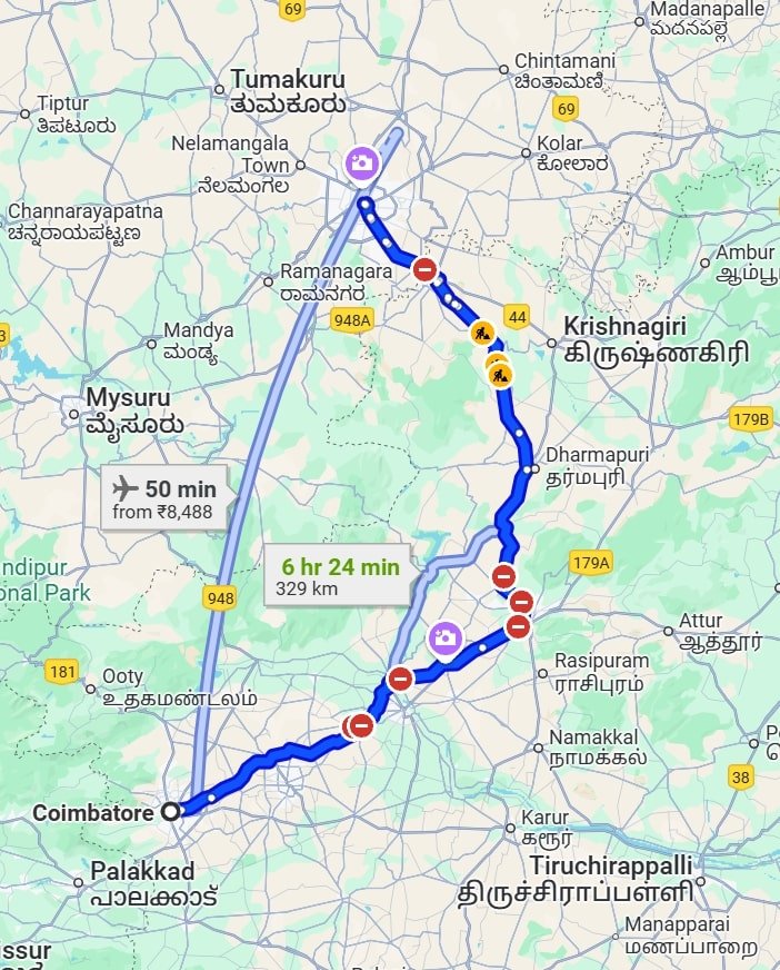 Coimbatore to Bangalore pet travel