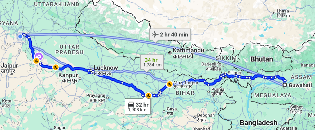 Guwahati to Delhi Pet Travel routes ( air, road, train ) | Pet Relocation Services Guwahati