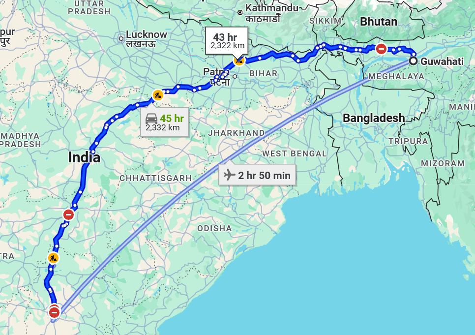 Guwahati to Hyderabad Pet Travel routes ( air, road, train ) | Pet Relocation Services Guwahati