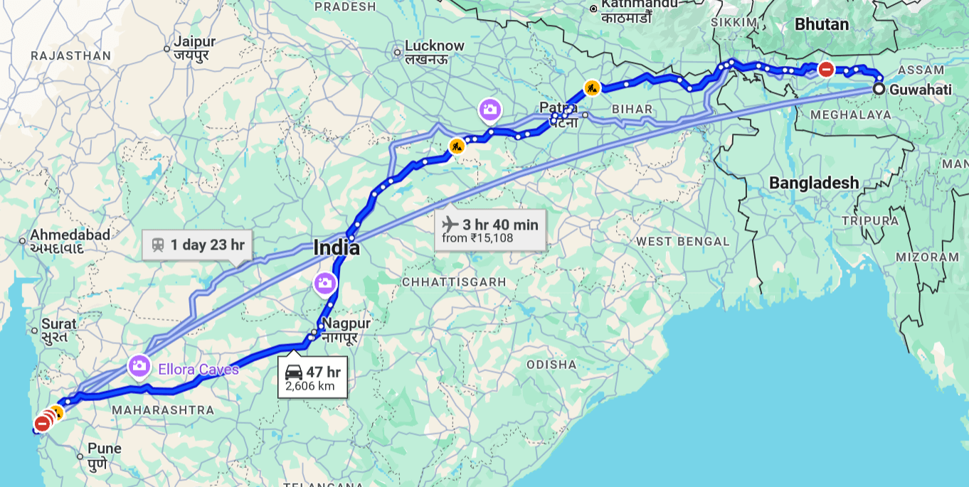 Guwahati to Mumbai Pet Travel routes ( air, road, train ) | Pet Relocation Services Guwahati