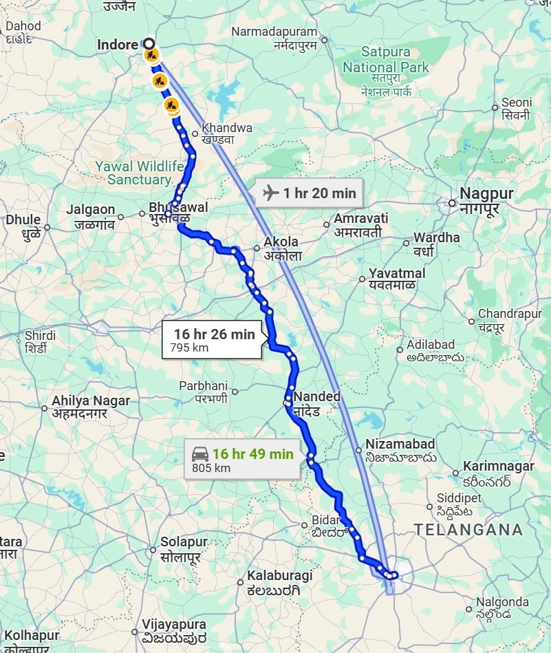 Indore to Hyderabad pet travel