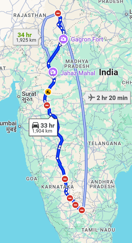 Jaipur to Bangalore pet travel routes