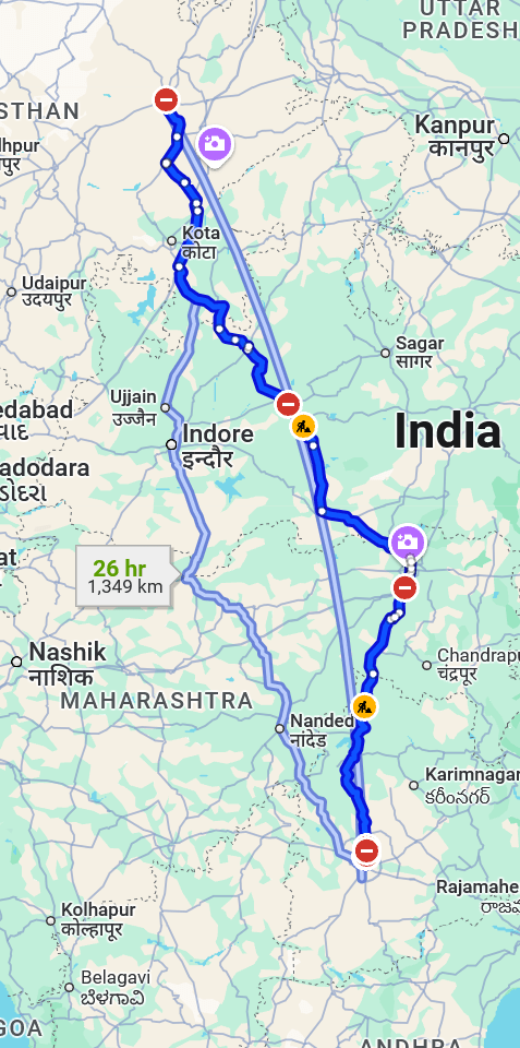Jaipur to Hyderabad pet travel routes