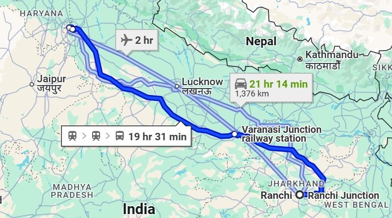 Ranchi to Delhi pet travel