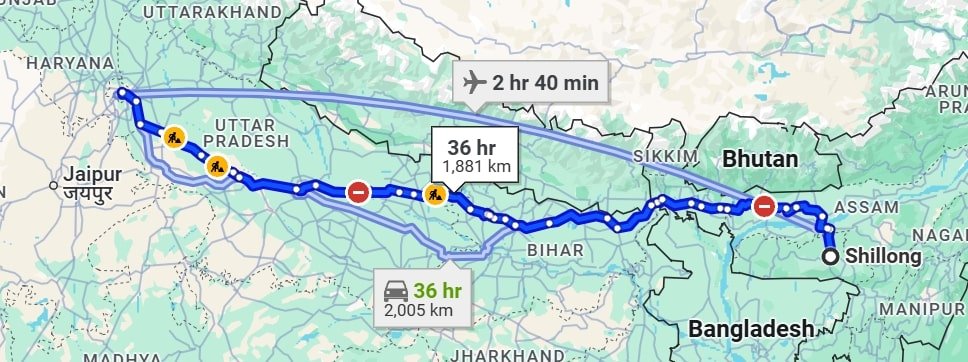 Shillong to Delhi pet travel
