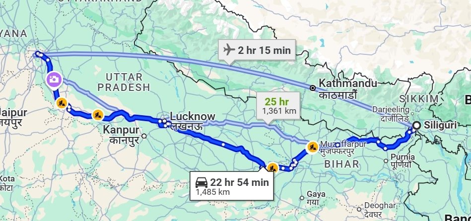 Siliguri to Delhi pet travel