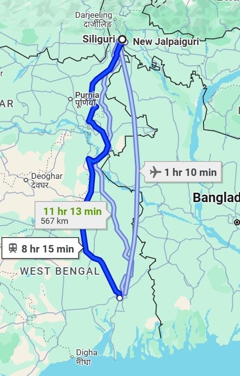 Siliguri to Kolkata pet travel