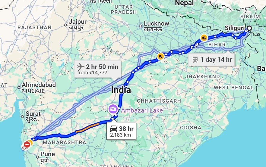 Siliguri to Mumbai pet travel