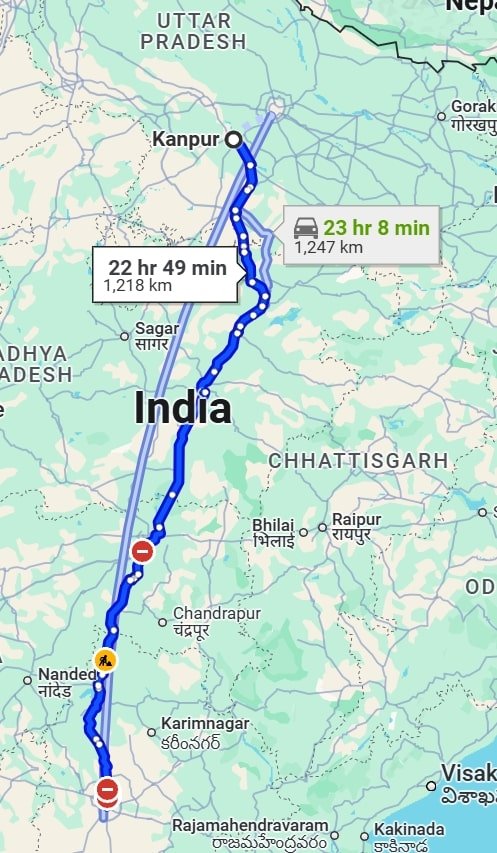 kanpur to hyderabad pet travel