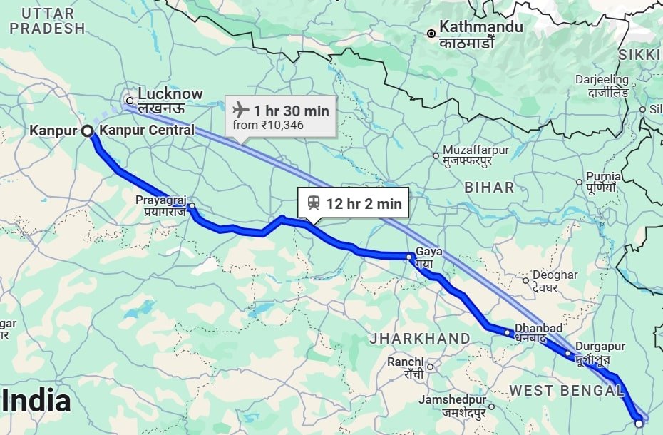 kanpur to kolkata pet travel